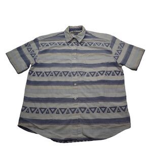 Diana Marco Shirt Womens 16 Blue White Striped Short Sleeve Collared Button Up